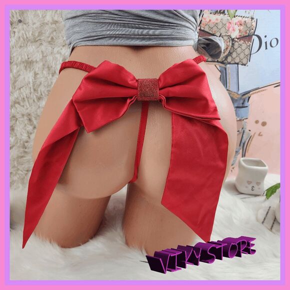 NWT Victoria's Secret Dream Angels Red Rhinestones Bow Panty Size Medium _7292 - Picture 1 of 9